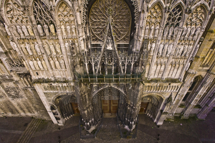 Rouen, facade of the cathedral Notre Dame. Altitude 105 feet.