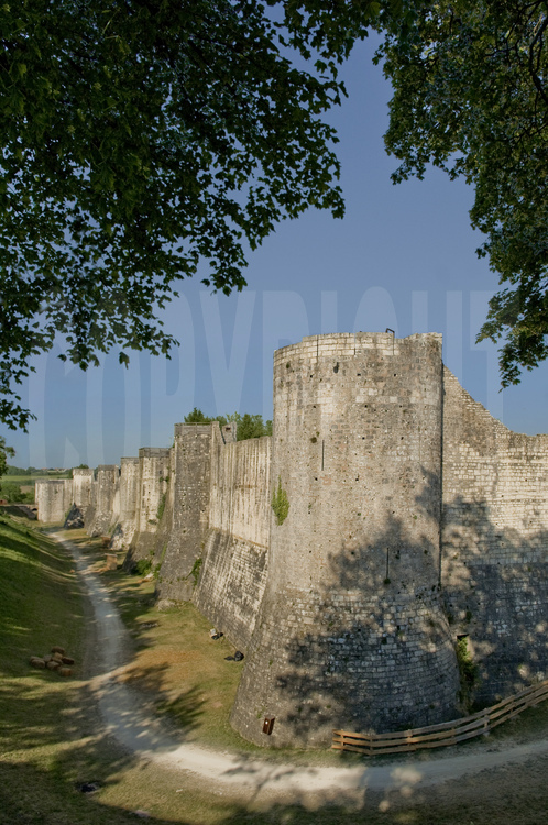 Provins (Patrimoine Mondial de l'Unesco): les remparts entourant la cité médiévale. Longues de 1 200 mètres et comportant 22 tours aux géométries variées, les fortifications furent construites de 1226 à 1314.
