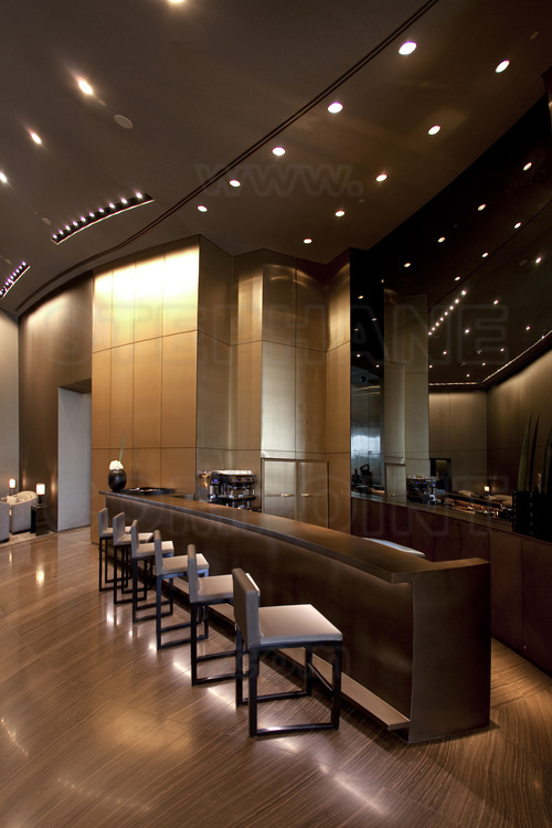 Inside the Burj Khalifa (highest in the world with 828 meters), one of the bar of the Armani Hotel, 7 star hotel (the only category with the famous Burj El Arab, also located in Dubai) located on the first stages of the tower.