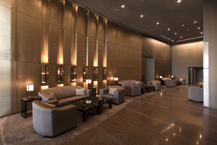 Inside the Burj Khalifa (highest in the world with 828 meters), the bar next to the entrance hall (lobby) of the Armani Hotel, 7 star hotel (the only category with the famous Burj El Arab, also located in Dubai) located at the first stages of the tower.