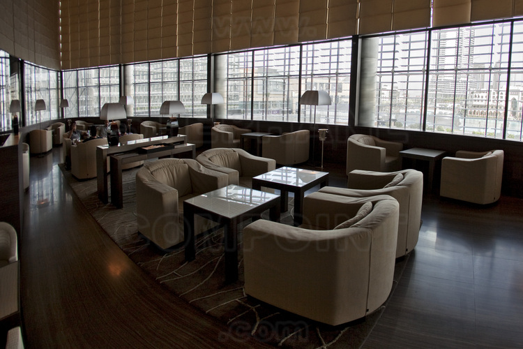 Inside the Burj Khalifa (highest in the world with 828 meters), one of the bar of the Armani Hotel, 7 star hotel (the only category with the famous Burj El Arab, also located in Dubai) located at the first stages of the tower.
