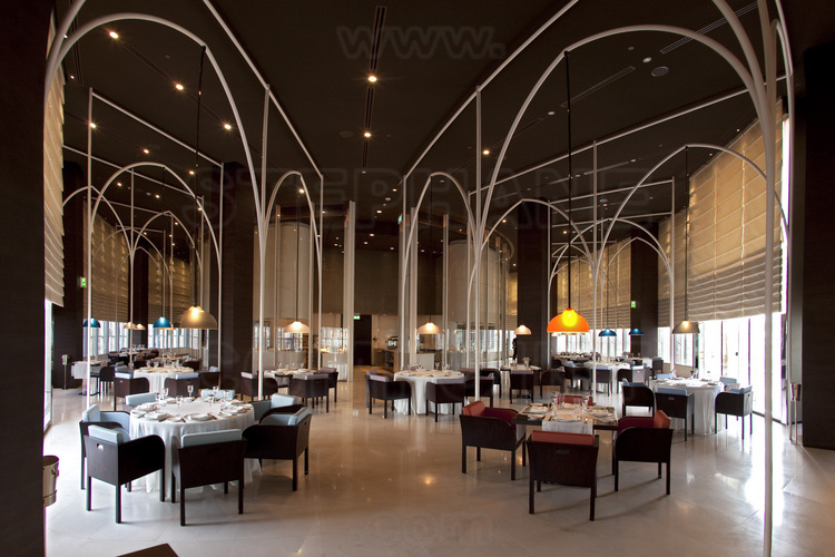 Inside the Burj Khalifa (highest in the world with 828 meters), one of the restaurants of the Armani Hotel, 7 star hotel (the only category with the famous Burj El Arab, also located in Dubai) located at the first stages of the tower.