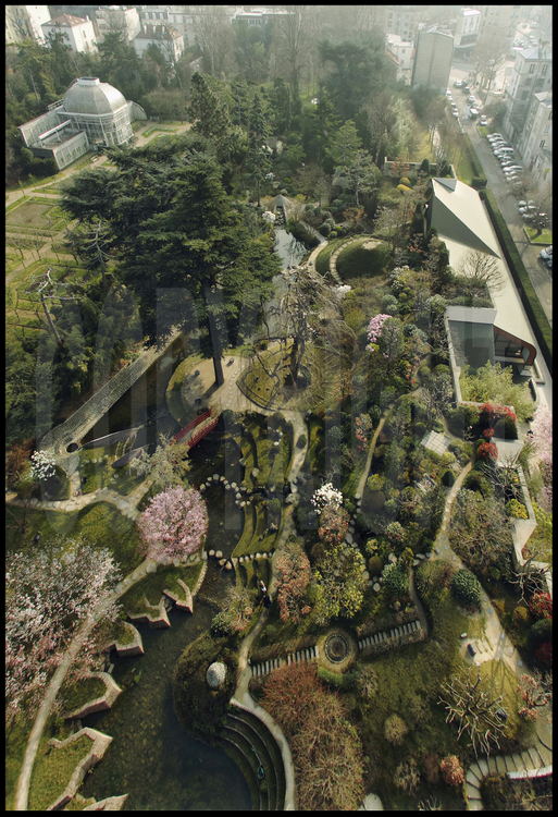 Le nouveau jardin japonais depuis l'ouest. Altitude 25 mètres.