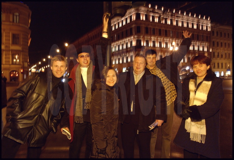(from left to right)  Vladislav is responsible for Nestle's sales, Sacha 
is a programmer, Tatiana is a gold medal pianist at the conservatory, Yan is 
a company manager, Youri is a computer scientist, Sasha is a physician turned 
business man, Olga is an accountant for a foreign company: despite their 
young age, these St Petersburg natives are comfortable with the new ultra 
liberal rules of Russian economy and represent the new oligarchy that is 
settling in:  on average, their income is ten times higher than those of 
their parents, most of whom work in the public sector.