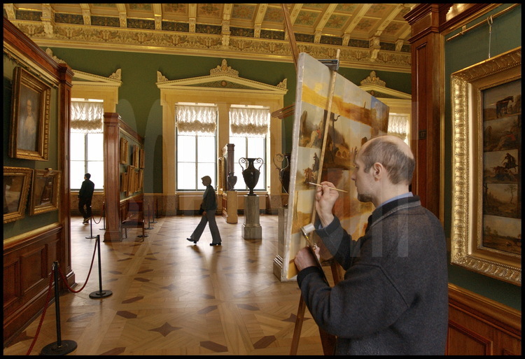 Musée de l'Ermitage. Un copiste dans la salle 229, dédiée aux artistes flamands du XVIIème siècle.