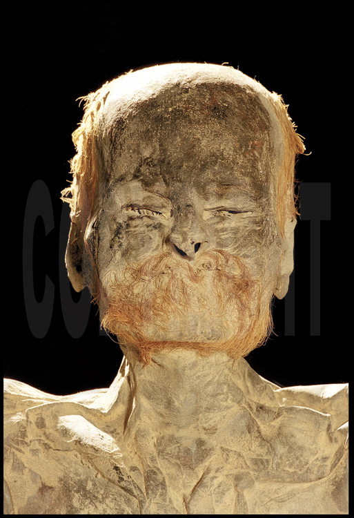 Laboratoire de campagne au musée de Kharga. Chaque visage de ces momies a gardé son expression. Même après deux mille ans, les chevelures et les barbes des hommes, colorées au henné, révèlent la personnalité de ces hommes, ces femmes et ces enfants modestes, morts très jeunes pour certains. Parfois, des feuilles d'or recouvraient les yeux du défunt.