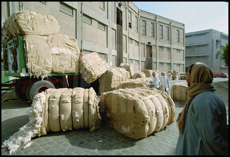 Unwrapping cotton balls in the Gabbari neighborhood located in the west of the city.  Cotton is one of the country’s main resources.
