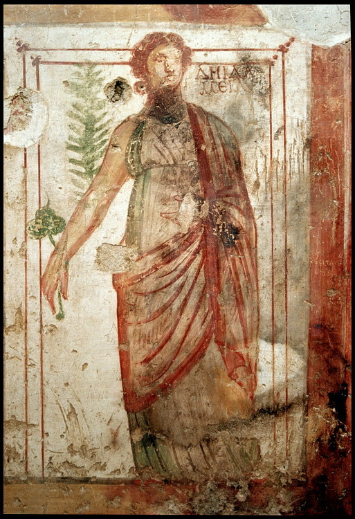 La qualité des peintures est tout aussi remarquable que celle des mosaïques. Ici, la fresque représente Deidamie, la femme d’Achille.
