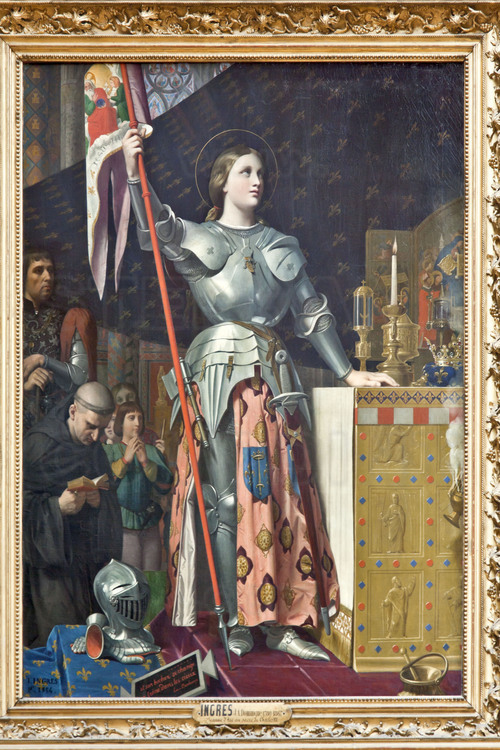 Reims, où Charles VII se fit sacrer Roi de France en présence de Jeanne d'Arc le 17 juillet 1429 : peinture de Jeanne d'Arc au sacre du Roi Charles VII, réalisé par Dominique Ingres en 1864.