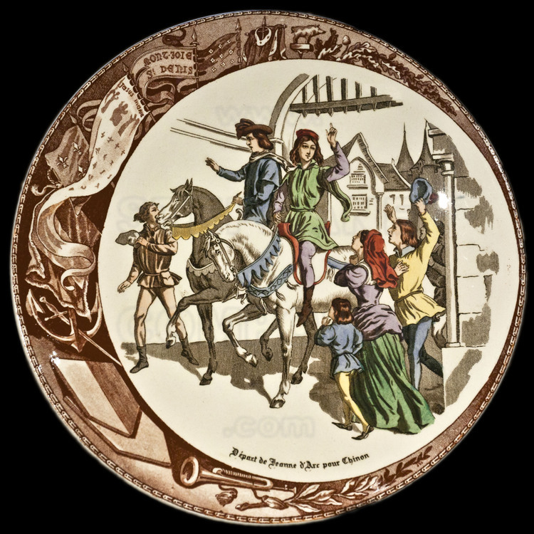 Vaucouleurs, d'où Jeanne d'Arc part le 22 février 1429 pour se rendre à Chinon : Assiette de table avec le motif 