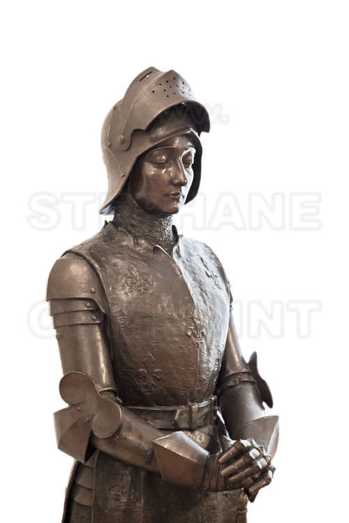 Vaucouleurs, d'où Jeanne d'Arc part le 22 février 1429 pour se rendre à Chinon : Au musée de la ville, statue de 