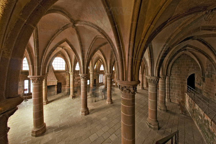 Située au second niveau de la Merveille, la salle des Chevaliers a été construite au XIIIe siècle. Les moines travaillent dans cette salle, de style gothique.