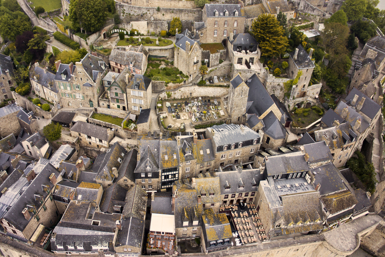 The village of Mont Saint Michel as seen from the southeast.