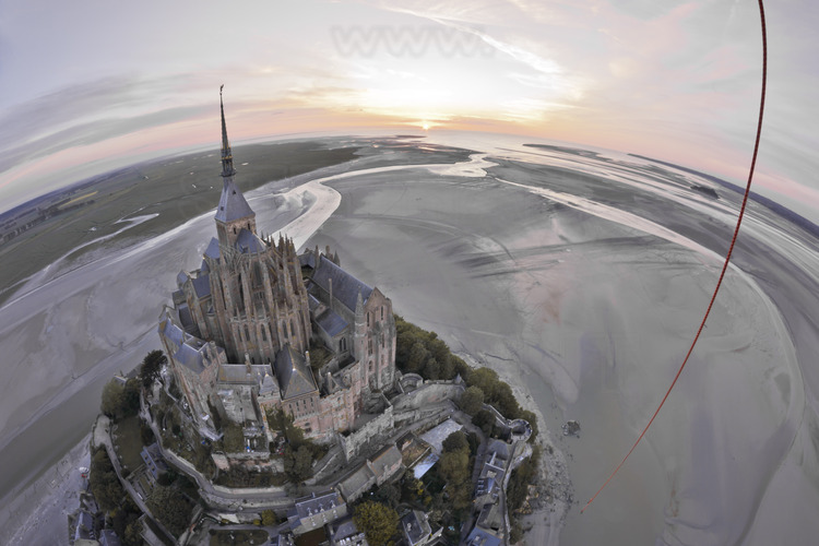 Overview of the Mont Saint Michel at dusk, from the east.