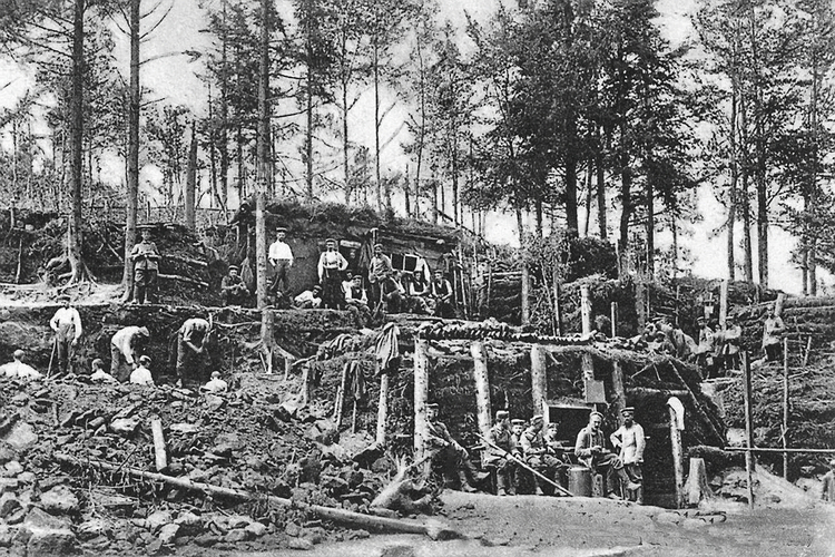 Battle of Hartmanswillerkopf (Hill of the Old Armand): Fortification of the German side during the war. Strategic position overlooking the plain of Alsace, east of the Vosges, about 300,000 men fought here to win (for French) or defend (for German) Alsace region. Approximately 50,000 people are dead or missing and 12,000 French soldiers are buried unknown in the crypt of the National Monument (pictures 239 and 240). (This historic photo archive is not available for sale and only presented here to set the context).