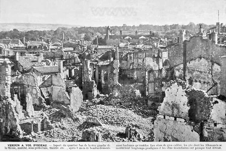 Battle of Verdun: The city of Verdun in 1919, which was destroyed more than 85% during the Great War. (This historic photo archive is not available for sale and only presented here to set the context).