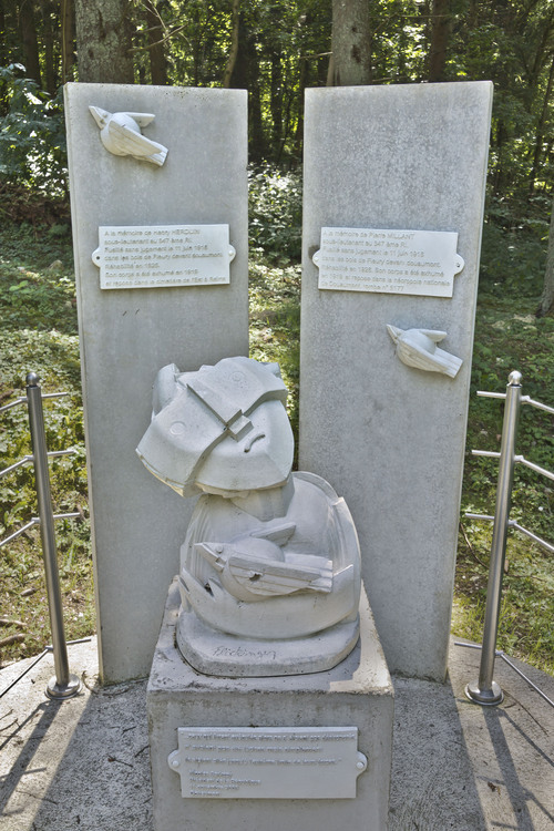 Battle of Verdun, Mutinies of 1917: On the site of the destroyed village of Fleury devant Douaumont, the monument to the soldiers of Verdun shot for treason, inaugurated by french President Nicolas Sarkozy in 2008.