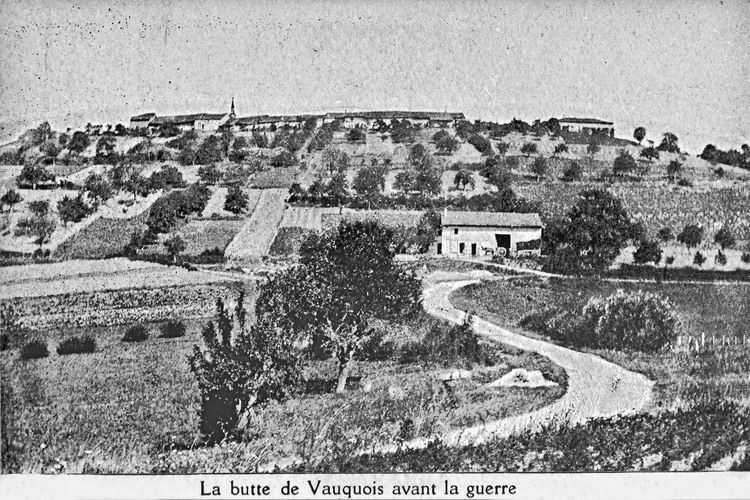 Fighting in Argonne: Butte of Vauquois: Vauquois village before the war. Here the south side of the hill (French side). (This historic photo archive is not available for sale and only presented here to set the context).