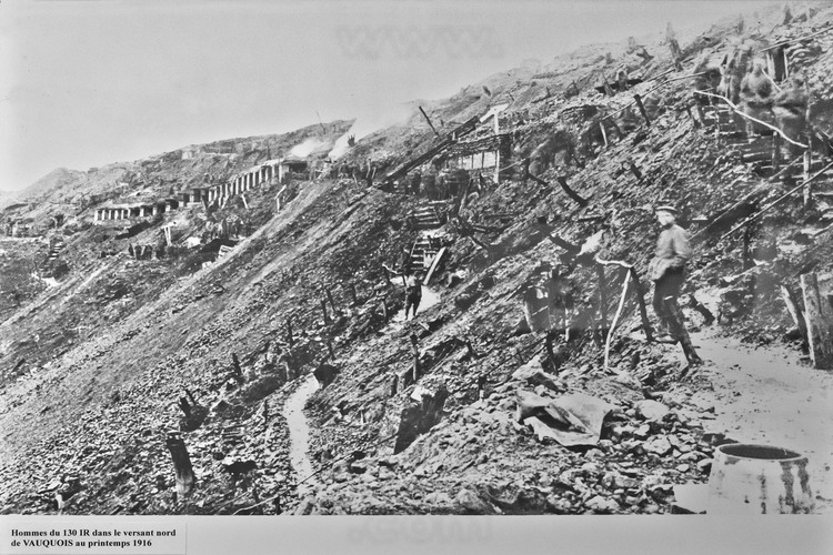 Fighting in Argonne: Butte of Vauquois: The southern flank (French) during the Great War. Each camp trying to infiltrate and destroy the enemy galeries by digging tunnels under the tunnels of the opposite camp. In the craters of the hill, about 17 km from wells, tunnels and branches, appointed by the French and German troops to house veterans and feed mine warfare, which reached its climax here: 519 explosions (199 German and 320 French ) there were identified. (This historic photo archive is not available for sale and only presented here to set the context).