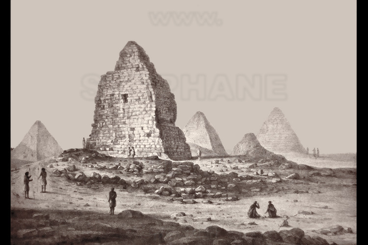 Illustration du site de Kouri datant de la fin du XIXème siècle. Musée de Khartoum.