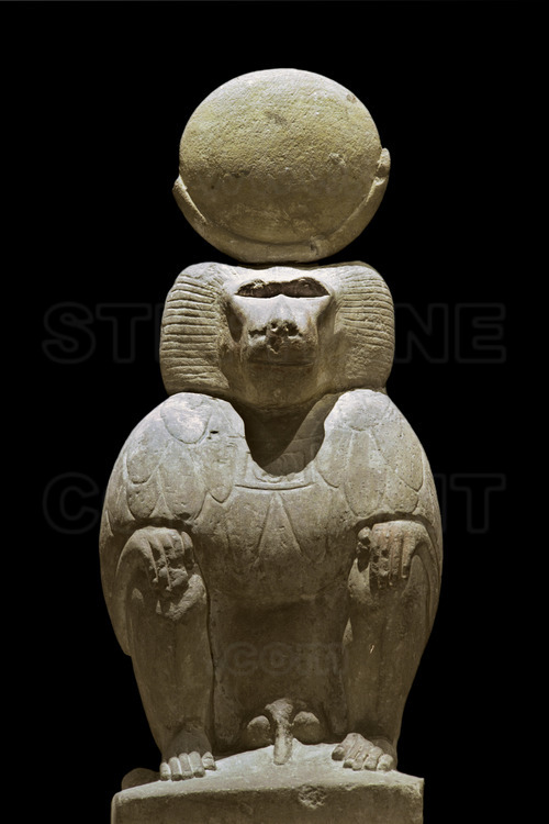 Découverte en 1909, cette statue de babouin était l'une des quatre qui  s'élevait initialement au-dessus de la petite chapelle solaire qui faisait partie du Grand Temple d'Abou Simbel (à l'époque en Nubie).