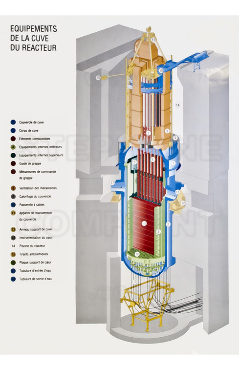 Centrale nucléaire de Cattenom (archives, 2003) : Plan en coupe des différents équipements du bâtiment réacteur.