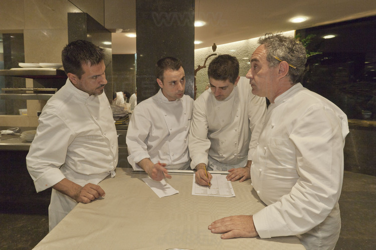 Preparing the 47 meals. Ferran Adria. Kitchen of El Bulli.