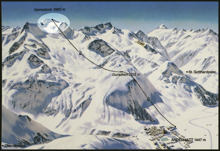 Situé à 3000 mètres d’altitude, le glacier du Gemsstock est le point culminant du massif du Saint Gothard et le point de départ de nombreuses pistes de ski et d’expéditions.