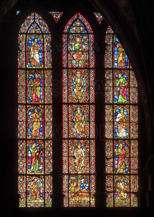 Moselle (57) - Metz - Cathédrale Saint Etienne : Bas-côtés nord de la nef : Vitraux // France - Moselle (57) - Metz - Cathedral Saint Etienne : North aisles of the nave: Stained glass windows.