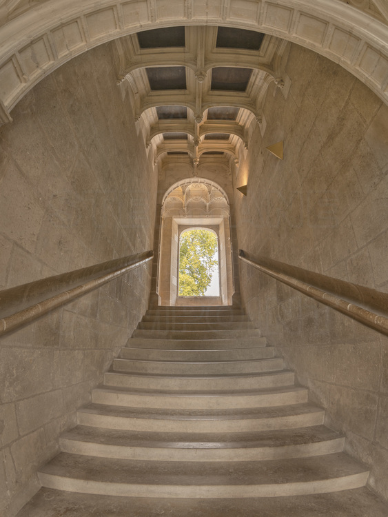 Val de Loire - Indre et Loire (37) - Château d'Azay le Rideau : Grand escalier. Edifié sur un modèle d'escalier droit 
