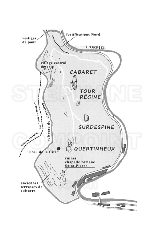 Aude (11) - Château de Lastours. Plan du site. // France - Aude (11) - Lastours castle. Site map.