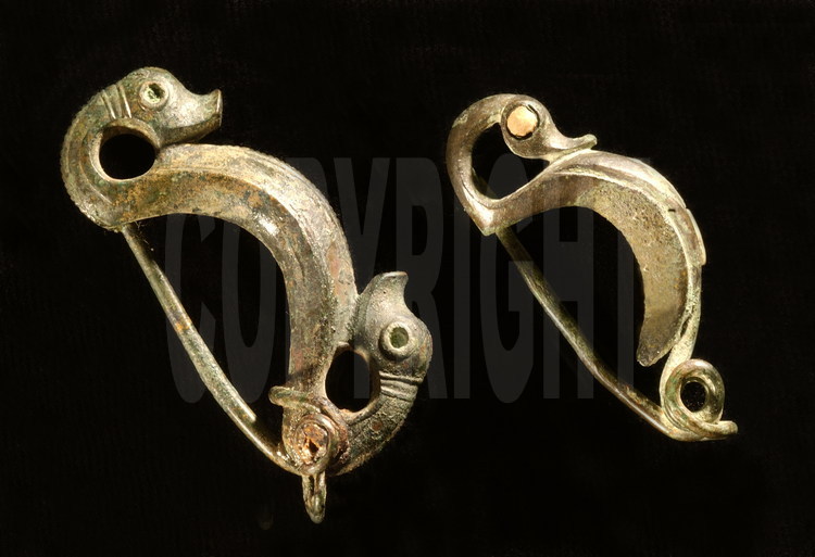 Fibules were a kind of pin used to attach clothing at the shoulder. These items from the collection of the museum of Saint Germain en Laye, are good examples of the typical fantastical Celtic imagery.