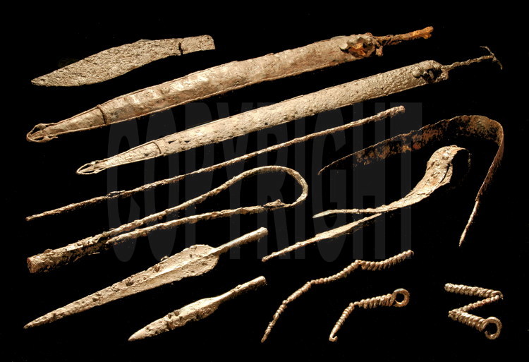 Preserved in the small local museum of Monterenzio, this weapons collection was discovered at the site of Apennines Mountains. Recent scientific studies indicate that the Celts had quite sophisticated weapons technology. Each sword, sheath, spear and helmet had its own particular dosage of steel, iron and malleable sheet metal. Not even the Greeks or the Romans had this know-how, and today’s blacksmiths find themselves struggling to re-create these objects with such precision.