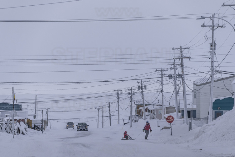 Canada - State of Nunavut - Operation Nunalivut 2018 - white out day in the village of Cambridge Bay (1700 inhabitants), the main community on the Northwest Passage. The 
